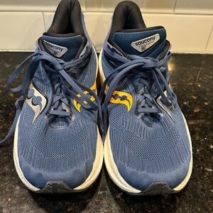 Saucony Navy and Yellow Athletic Sneakers